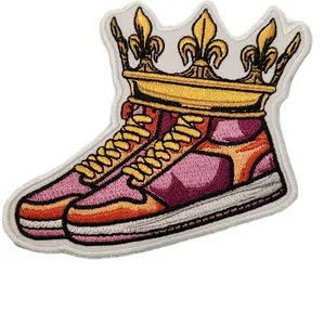 Patch Party Club, Sneaker QUEEN (1-pc) Iron on Patch, Size 3.5", Applique for Clothing, Bags, Shoes, and More