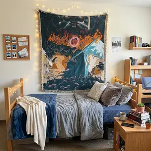 Anime Woven Wall Tapestry – Japanese Style Wall Hanging, Aesthetic Room Decor, Otaku Bedroom Wall Art