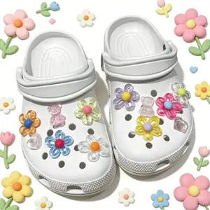 12PCS Cute Flower Shoe Charms For Crocs Clogs Sandals Floral DIY Shoe Decorations  Party Favor Gift Accessories