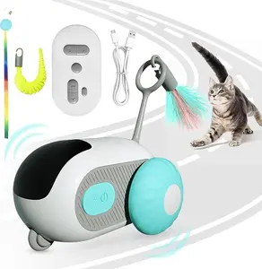 Interactive Smart Electric Pet Toy Car for Cats | Wireless Control | Intelligent Obstacle Avoidance | Automatic and Remote Control Modes | USB Rechargeable | Pet Gifts for Cat Lovers