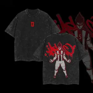 Vintage Washed Blue Lock T-Shirt - Heavyweight Oversized Anime Streetwear Graphic Tee (Isagi, Nagi, Bachira) - Premium Flat Print Manga Merch - Perfect Father's Day Gift