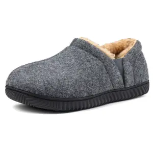 RockDove Men's Timothy Elastic Side Faux Wool Slipper, Size 11 US Men, Charcoal