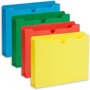 2 Inch Expanding File Jacket Folders, 50 Pack, Colored Expandable File Folders, Reinforced Straight Cut Tab, Heavy Duty Expansion Pocket Files, Letter Size, Assorted Color