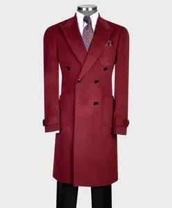 Wine Wool & Cashmere Double-Breasted Overcoat