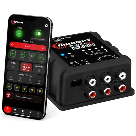 Taramps PRO 2.4BT + Audio Digital Audio Processor with Bluetooth Audio Player, Smartphone App Control for iOS & Android, 24-Bit DSP, RCA/Wire Input, Parametric EQ, Crossover, Delay, Alignment