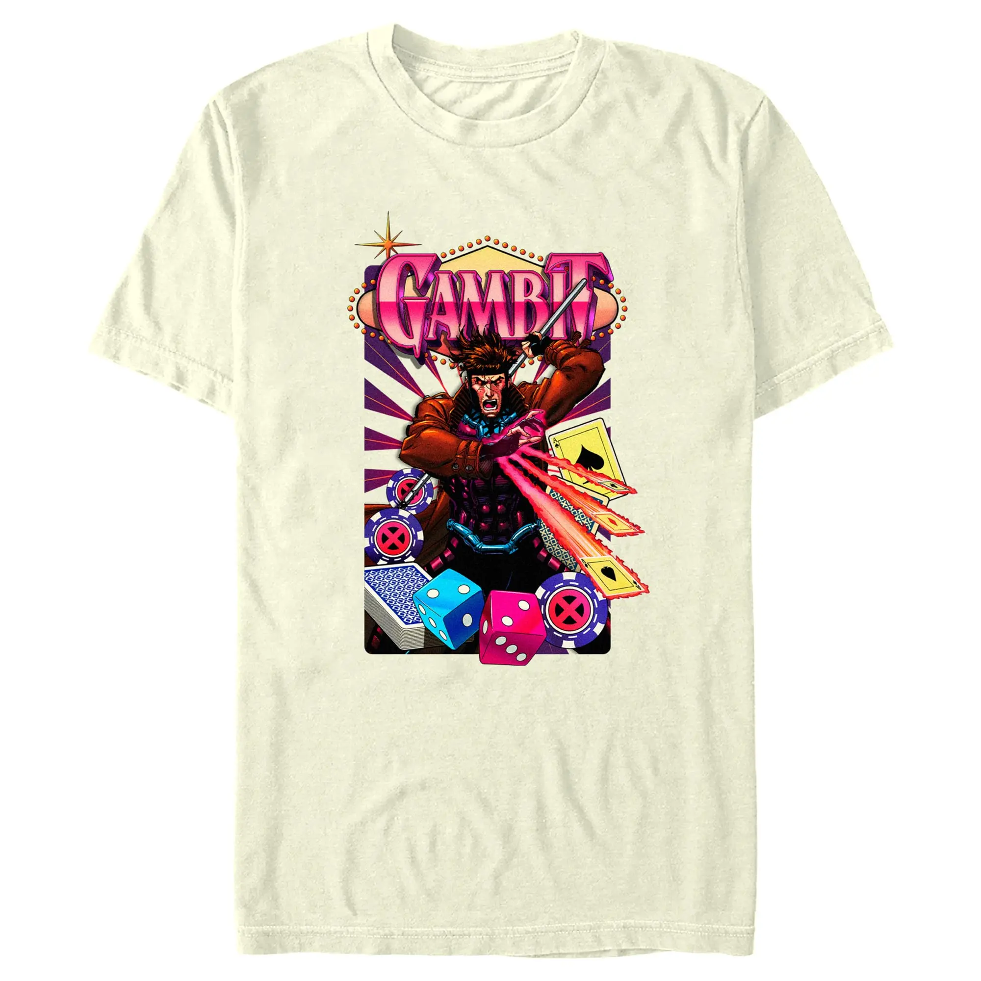 Men's Fashion Short-Sleeve Mutant Tee Tops, Marvel X-Men '97 Gambit Card Poster Graphic T-Shirt