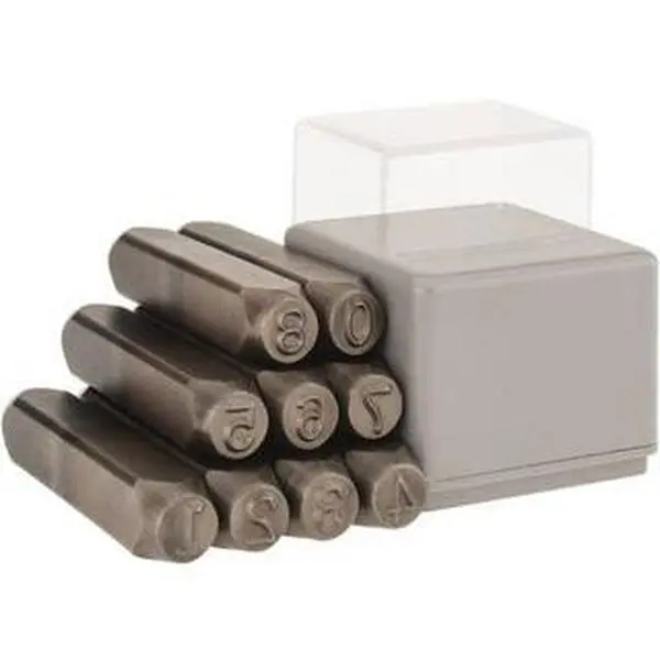 C.H. Hanson Heavy Duty 9-Piece 5/16 inch Steel Character Figure Stamp Set (21460, UPC: 081834214603, UNSPSC: 23251807) - Office Stationery & Supplies for Labeling Tasks