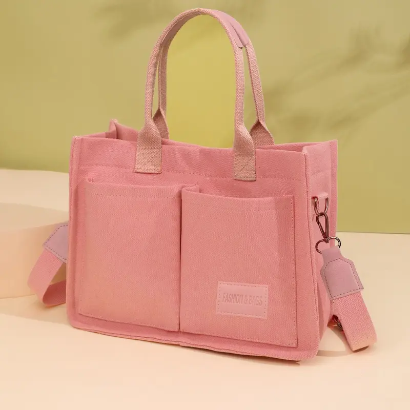 Summer Everything Tote Bag for Women, Plain/Cherry Pattern Work Bag, Everyday Shoulder Bag, Casual Fashion Bag, Trendy Versatile Commuting Bag, Girl Large Beach Bags, Fabric Shoulder Bags