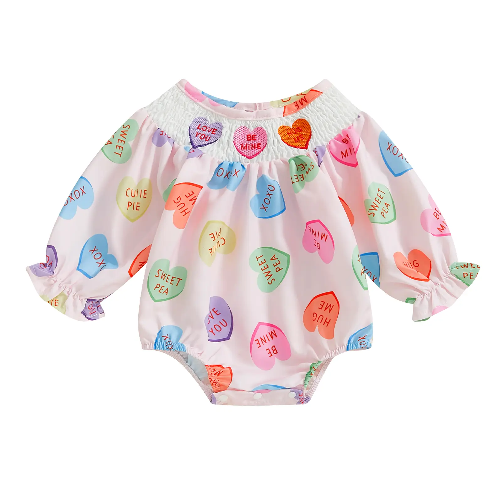 Baby Girls Rompers Valentine's Day Clothes Heart Print Long Sleeve Spring Bodysuits Jumpsuits