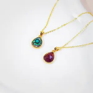 Teardrop Crystal Necklace in Gold – Minimal Everyday Jewelry