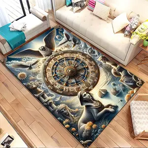 Zodiac wheel with mystical elements. Printed pattern home carpet, suitable for living room, bedroom, kitchen mat, home decoration, carpet, and also suitable as a holiday gift for family and fr