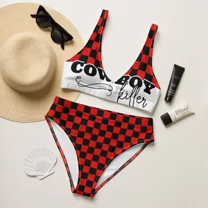 Checkerboard Cowboy Killer High Waist Bikini Set