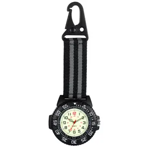 OIDEA 24H Military Luminous Velcro Nylon Carabiner Clip Watch Outdoor Sports Unisex Quartz 1ATM
