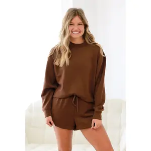 Snuggle Season Scuba Shorts Set in Brown
