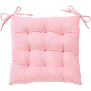 Corduroy Chair Cushion with Ties Ultra Soft Warm Floor Cushion For Kids Reading Nook Comfortable Square Seat Cushion For Adult 15.7”x15.7”, Pink
