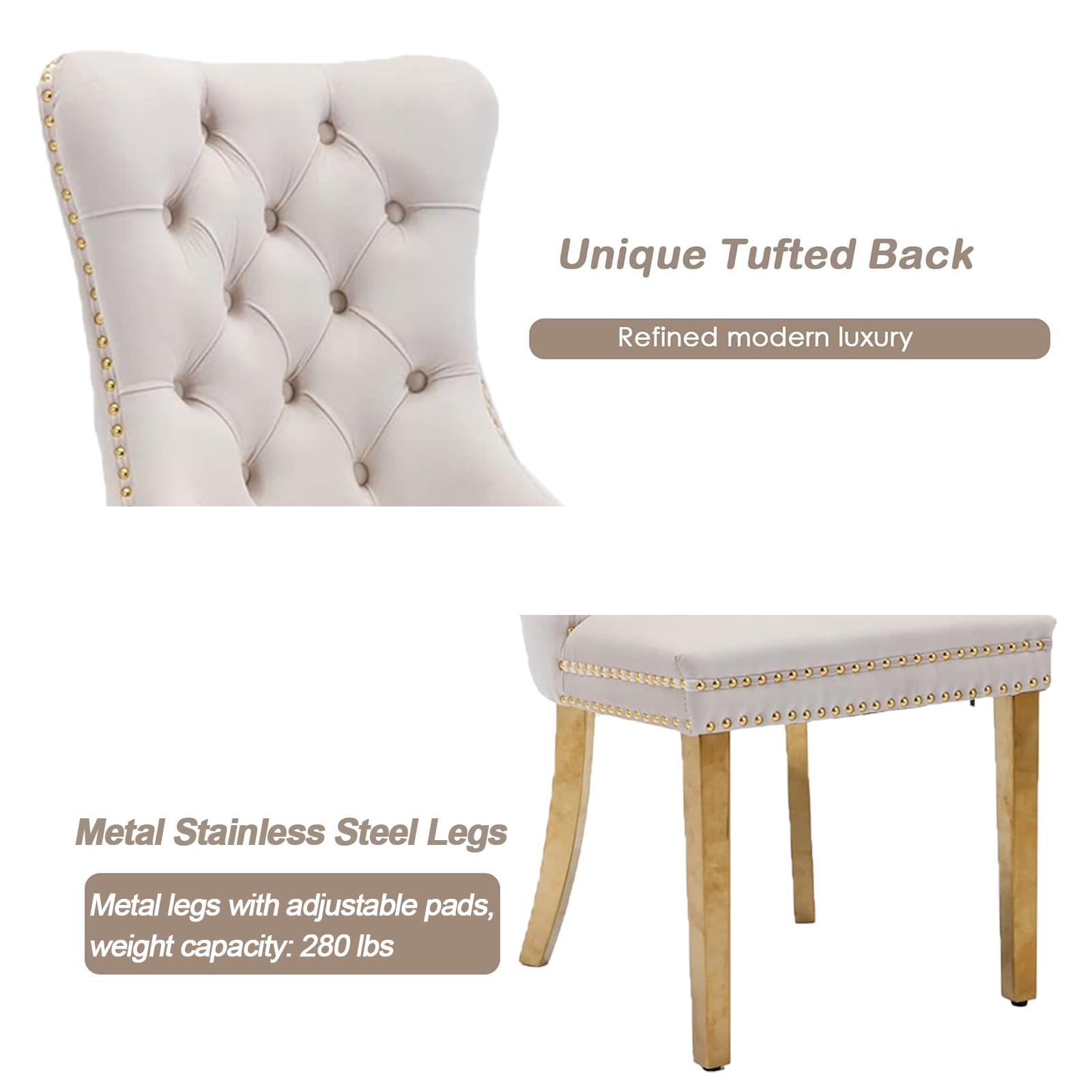 Dining Table Set for 6,Kitchen Table Chairs Set of 6,Modern Rectangular Dining Room Set 63" White Tempered Glass Top with Adjustable Stainless Steel Base,Velvet Upholstered Chairs,Golden Stainless Steel Plating Legs,Suitable for Dining Room,Office,Kitchen