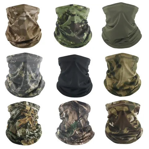 6 Pcs Polyester Neck Gaiter Face Masks for Adults, 37*25cm UV Protection Balaclava, Quick Dry Breathable Multi-Use Biking Outdoor Sports Camouflage Bandana Cover