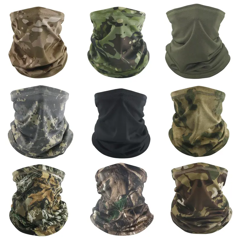6 Pcs Polyester Neck Gaiter Face Masks for Adults, 37*25cm UV Protection Balaclava, Quick Dry Breathable Multi-Use Biking Outdoor Sports Camouflage Bandana Cover