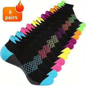 Women's 6-Pair Compression Socks - Cushioned Crew, Breathable, Anti-Slip Ankle Socks for Running, Gym Workouts, Cushioned Crew Socks, Compression Socks Women
