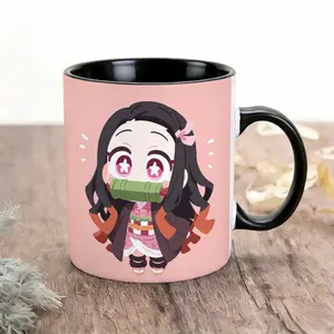 2026 New Model Mug for Home and Office Use Chibi Nezuko, bamboo muzzle, star eyes Pattern Design Large Capacity High-Temperature Resistant Water Cup Tea Cup