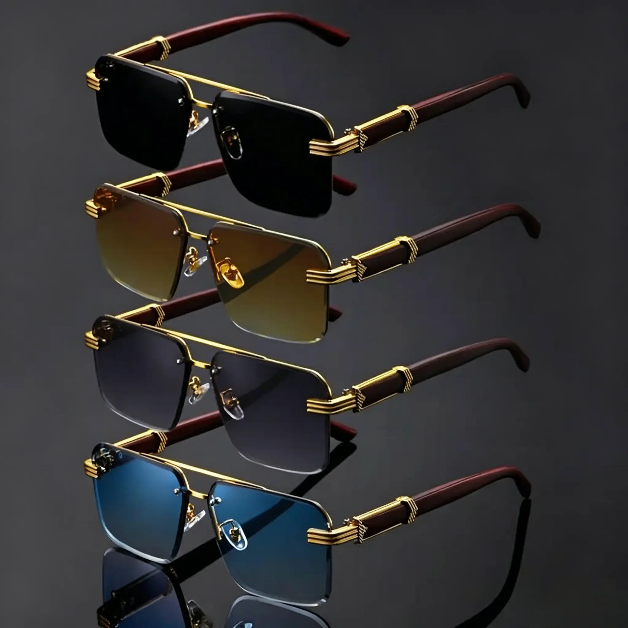 Unisex 4-Pack 1950s Vintage Full Rim Retro Square Sunglasses, Double Bridge Oversized Statement Frame Glasses, Lightweight & Decorative Eyewear, Versatile Shades for Daily Casual Wear & Any Occasion, Eyewear Fashion, Party Gathering, Watch Party
