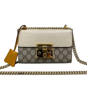 Pre-owned GUCCI Leather Crossbody Bags Small Padlock Supreme GG Canvas and Leather