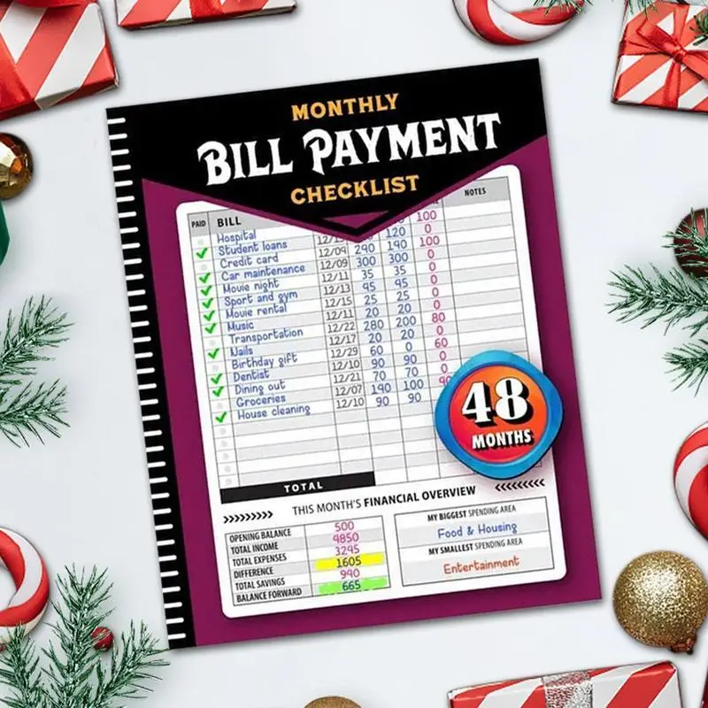 Monthly Bill Payment Checklist, 1 Count Bill Tracker Notebook, Creative 4-year Guide Book for Home & Money Managers