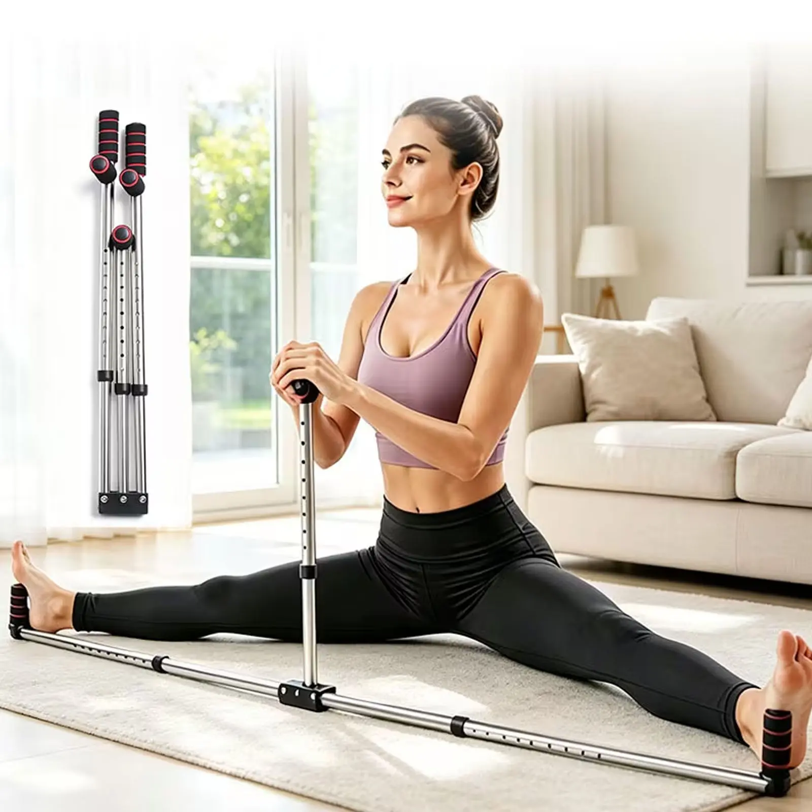 Leg Stretcher 3 Bar Leg Split Machine Stainless Steel Gymnastic Portable Flexibility Stretching Equipment,Home Gym Exercise for Dance, Gymnastics, Cheerleading, Martial Arts Hip Stretch