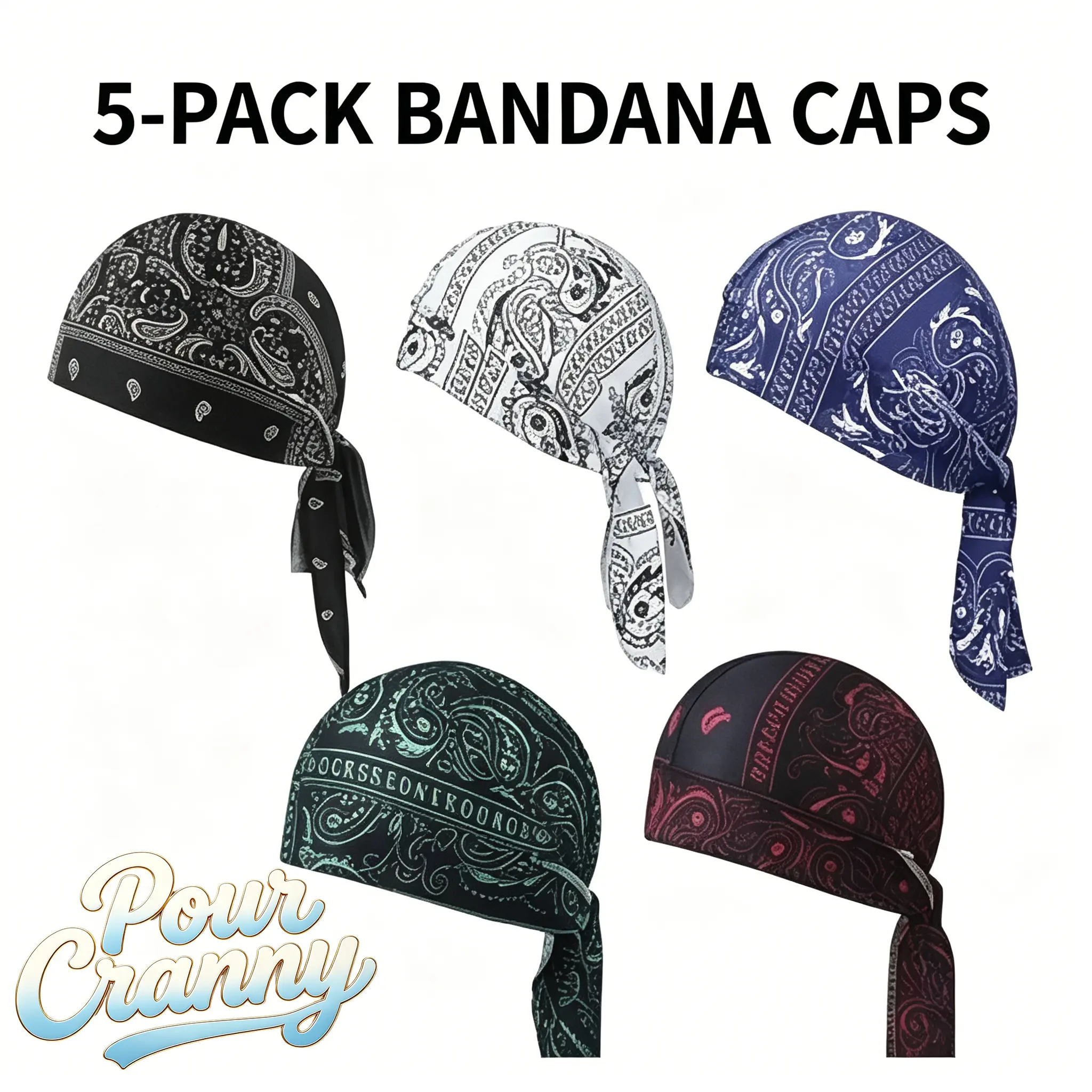 Cooling Headscarf Cap Set – Motorcycle Pirate Head Wrap Safety Helmet Liner – Elastic Fit Hand Washable – Multifunctional Outdoor Headwear for Athletes Bikers Cyclists biking