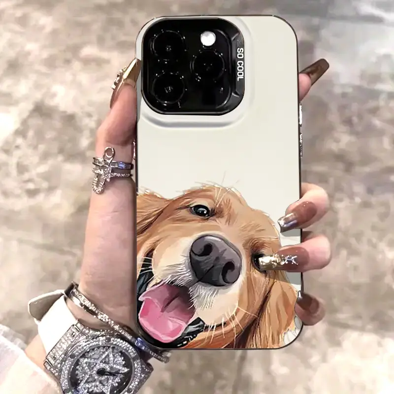 Golden Retriever Pattern Protective Cellphone Casing for iPhone 17,16,15,14 Pro Max,13,12,11,XS Plus - Shockproof, Drop-Protection, Durable PC Cover for Handheld Devices, Accessories
