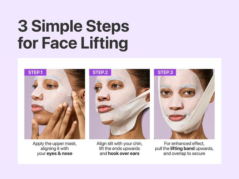 [numbuzin official shop] No.9 NAD+ Lifting Sheet Mask | NAD+ BIO Lifting-sil Full Face Mask | 4 Sheets+Lifting Band | For Face Lifting, Jawline, Double-chin, Neck, V-line | 50 Peptides & NAD+ & Collagen