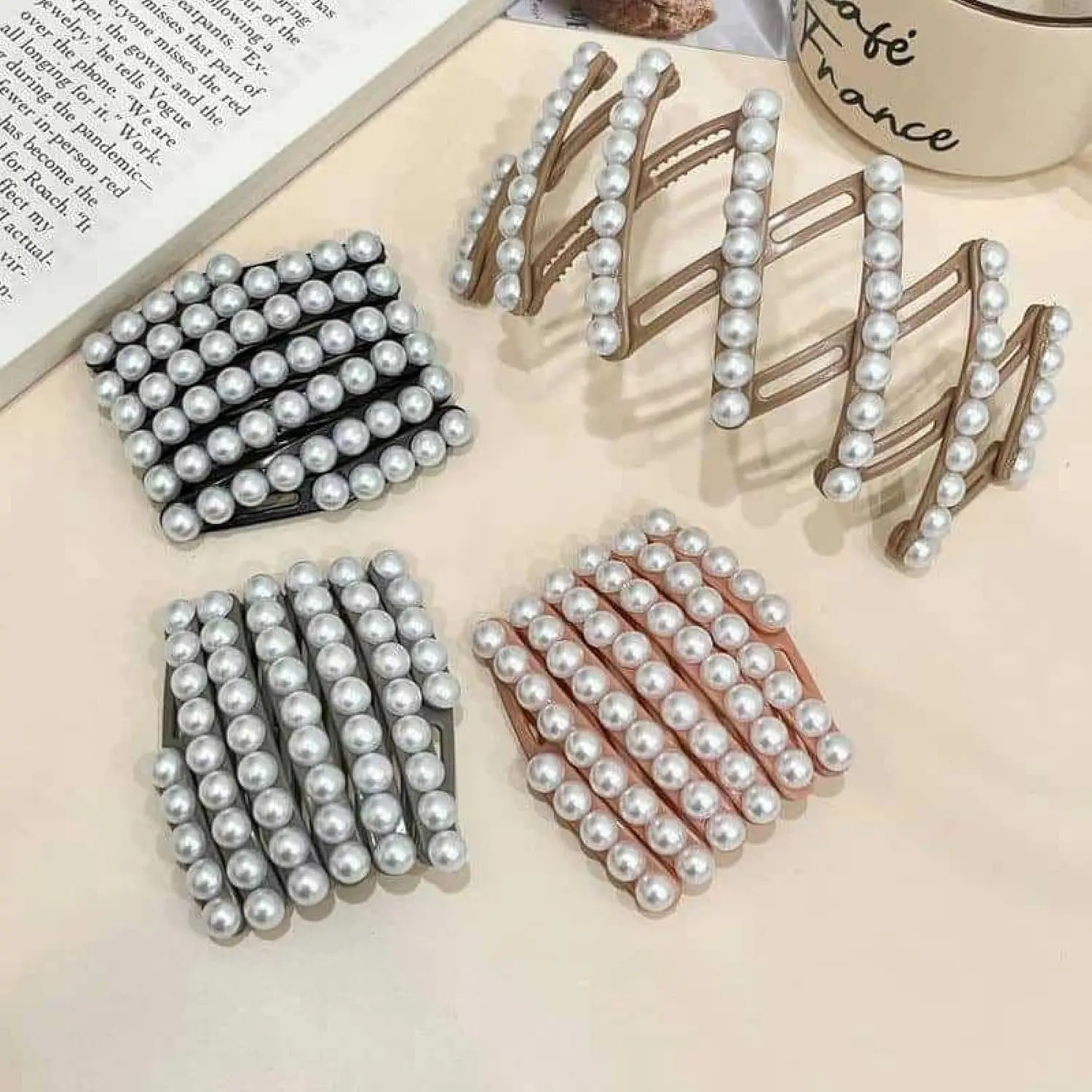 【3PCS pearl hair clip 】
