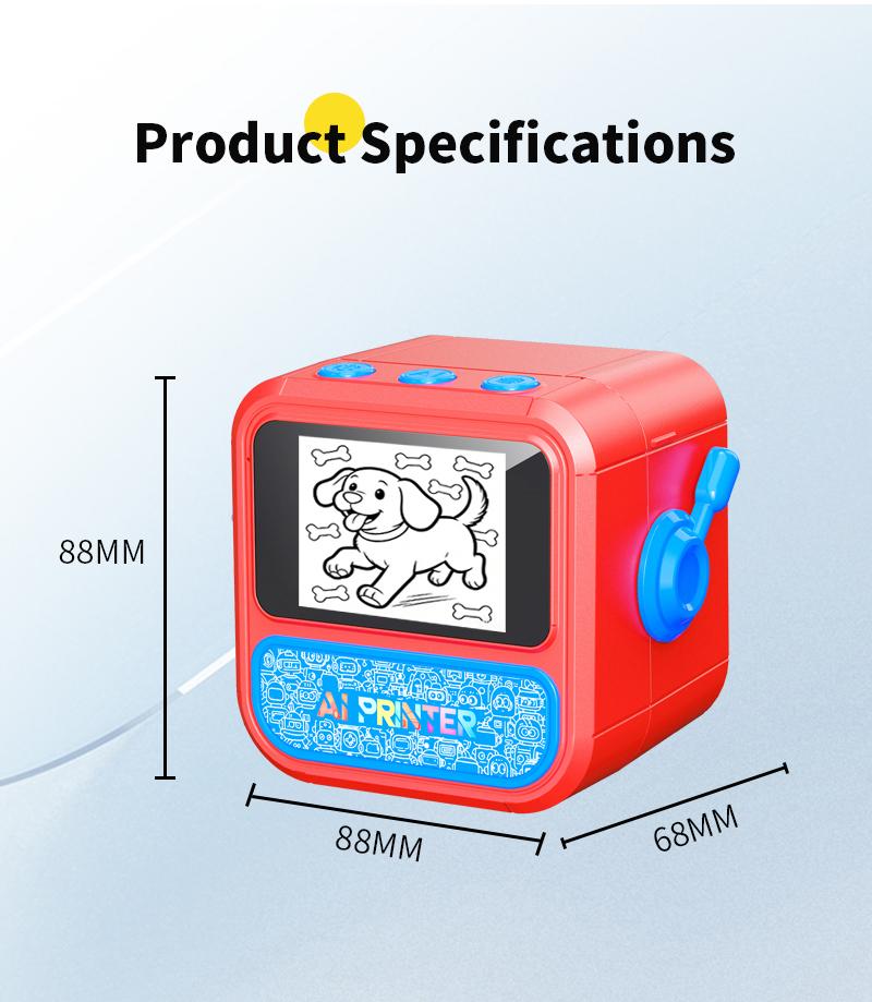 Portable mini printer, smart voice-activated image printing, label printer, USB-powered wireless label printer (with paper), app-uploaded image printing, suitable for note-taking and children's DIY crafts, compatible with iOS and Android systems.