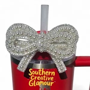 Pearlescent Pearl Beaded Bow Tumbler Charm