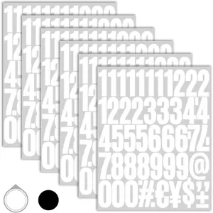 6 Sheets 2 Inch Vinyl Mailbox Numbers Stickers Self Adhesive, Address House Number  Stickers Kit for Outside Mailbox,Signs,Window,Door,Water Bottles,,,Business(White)