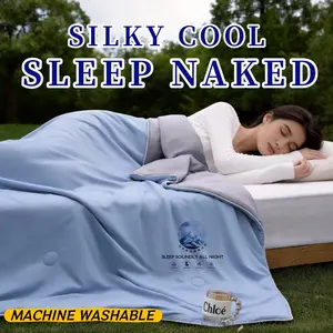 Summer Ice Silk Solid Color Cooling Quilt/Duvet — Thin, Breathable, Skin-Friendly, Machine-Washable, Suitable for Air-Conditioned Rooms; Comfortable Summer Quilt Insert