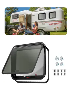 【fathersdaygift】VEVOR RV Exit Window, 30" W x 22" H Tinted RV Window with Net Screen and Trim Ring, Fit for 1 1/4" - 1 13/16" Thickness Wall, RV Window Replacement for Teardrop Cargo Trailer Camper, DOT Approved