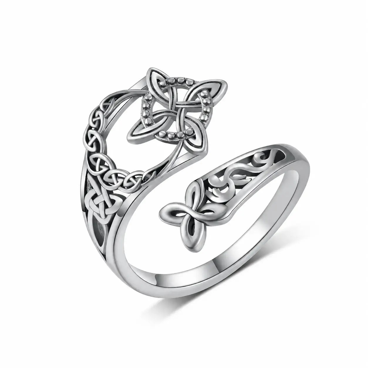 Celtic Knot Ring Witch Knot Ring Nudo de Bruja Plata Adjustable Witch Knot Rings Open Ring Hecate Ring Pagan Witchtok Protection Witchy Jewelry for Devotion for Ceremony, Gift for Her TrendingNow