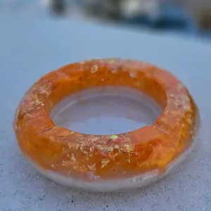 Ashtray. ️Orange Color with Gold Leaf Design, Round Shape️, Ideal for Smoking Accessories