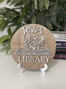 Personalized Library Sign, Book Shelf Decor, Book Merch, BookTok, Reading Gifts, Gift for Book Lover, Bookish Room Decor, Bookish Sign