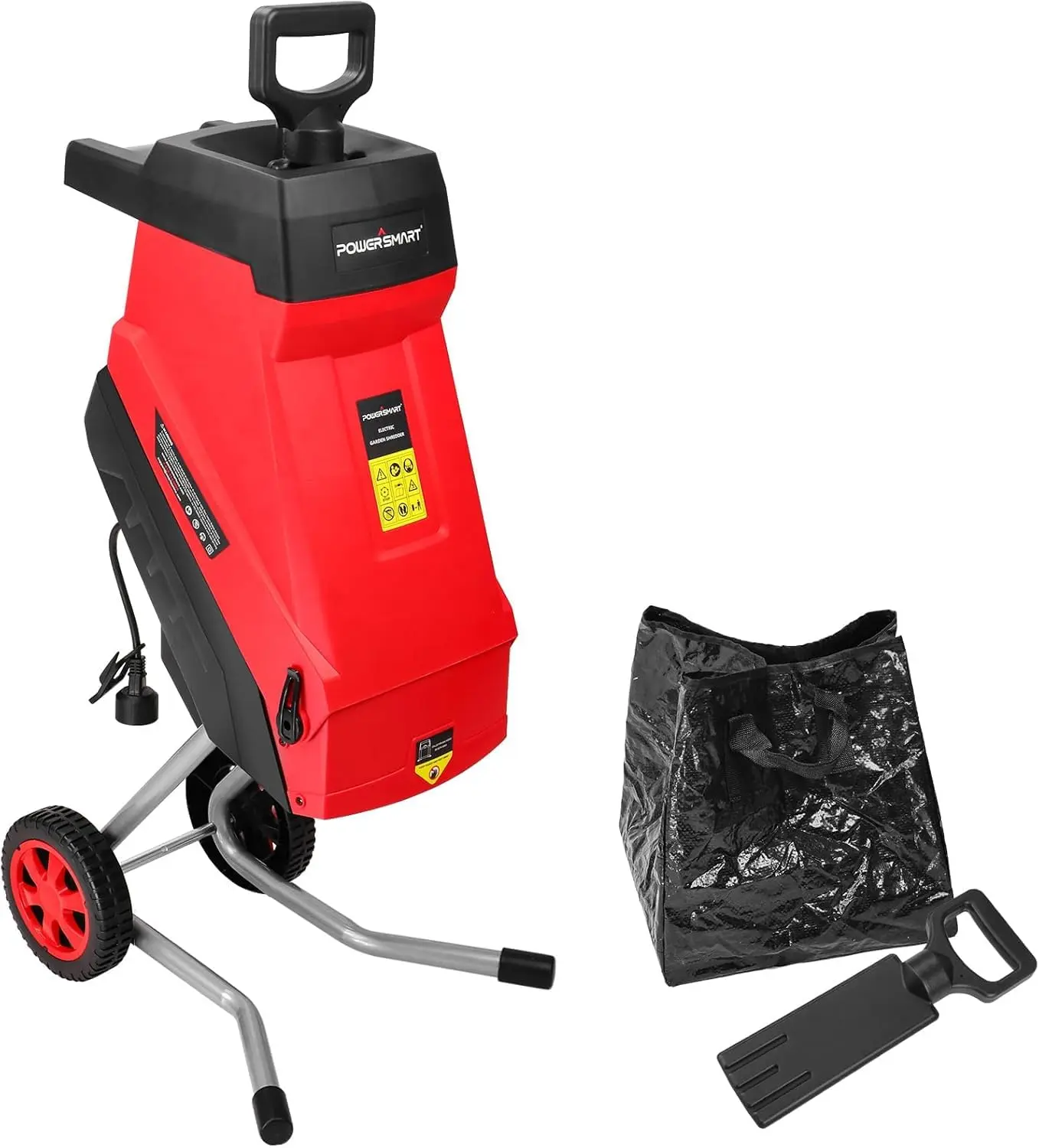 PowerSmart PS10 Portable Corded Electric Woodchipper-Shredder Tool - 120V 15A Power Tool, 45mm Branch Cutting Capacity, Collection Bag, Mobility, Double Protection, Effortless Operation, Child Hardware Safety, Garden Use