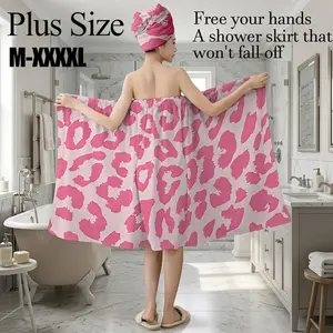 OMG! Hot Pink Leopard Print Shower Wrap Set 🔥 Plus Size M-XXXXL, Non-Slip & Cute for Spa Days & Summer Vibes!