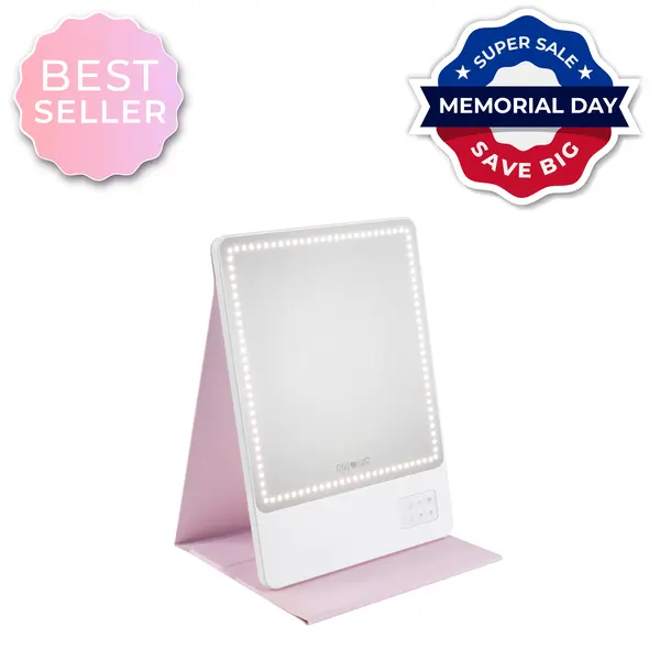 RIKI SKINNY ECO Glam On-the-Glow Makeup Mirror Set with LED Light and Flip Case