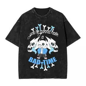 Washed T Shirts Sans Undertale Hip Hop Vintage T-Shirt High Street Streetwear Short Sleeve Summer Tops 6Tee Shirt Men Women