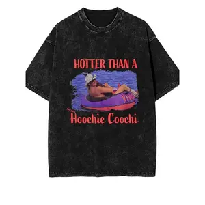 Unisex vintage 90s country 'Hoochie Coochi' pattern T-shirt - funny Alan Jackson inspired design, distressed vintage wash cotton short-sleeve casual summer T-shirt