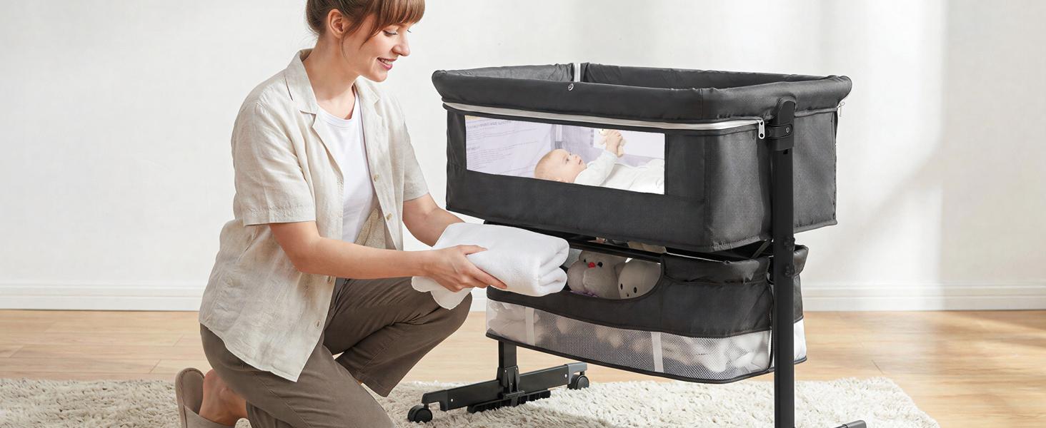 Baby Bassinet, Baby Basinet Bedside Sleeper, Easy to Fold Portable Crib Side Bassinet new Style Girl/boy bassinets