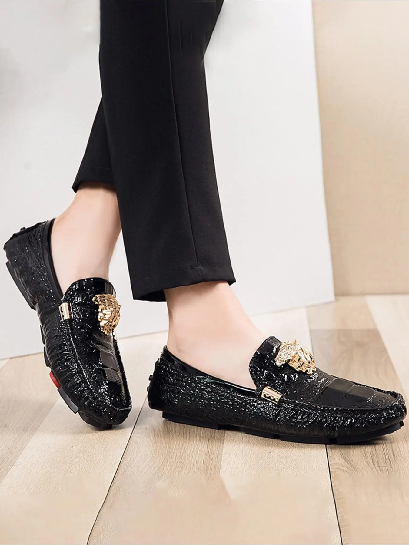 Men's Business Style Embroidered Design Loafers, Fashionable PU Leather Slip-on Office Shoes for Daily Wear, Lightweight Non-slip Loafers for Men, Boy