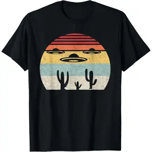 100% cotton Catch Some Rays Vintage Retro UFO Alien Desert T-Shirt - Unisex Adults - Black - Small - Crew Neck - Short Sleeve,Unisex Crewneck T-shirt for Men And Women