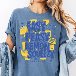 Easy Peasy Lemon Squeezy Tee, Comfort Colors Graphic Shirt, Funny Pun Tee, Everyday Trendy Shirt, Summer Tee, Oversized Graphic Tee, Womens Shirt, DTG Printed In the USA