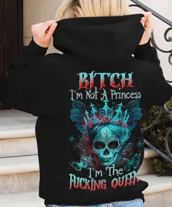 I’m the Queen Hoodie – Bad Girl Skull Crown Attitude Sweatshirt for Women, Skull Queen Hoodie